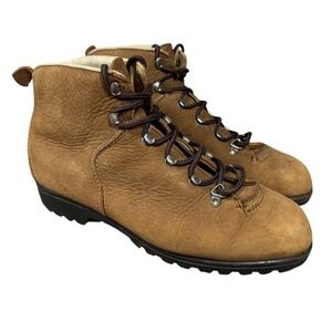 Vintage Raichle 5510 V10 Swiss Made Brown Leather Hiking Boots 9.5M Mountaineer